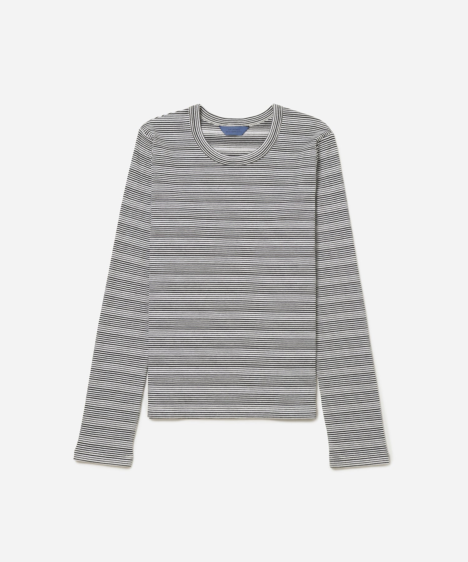 Ivory | Striped Waffle LS Tee