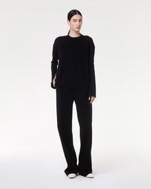Another Tomorrow Luxe Seamed Long Sleeve in Black – Cotton