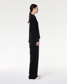 Another Tomorrow Luxe Seamed Long Sleeve in Black – Cotton