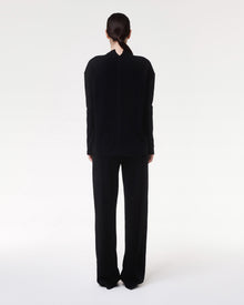Another Tomorrow Luxe Seamed Long Sleeve in Black – Cotton