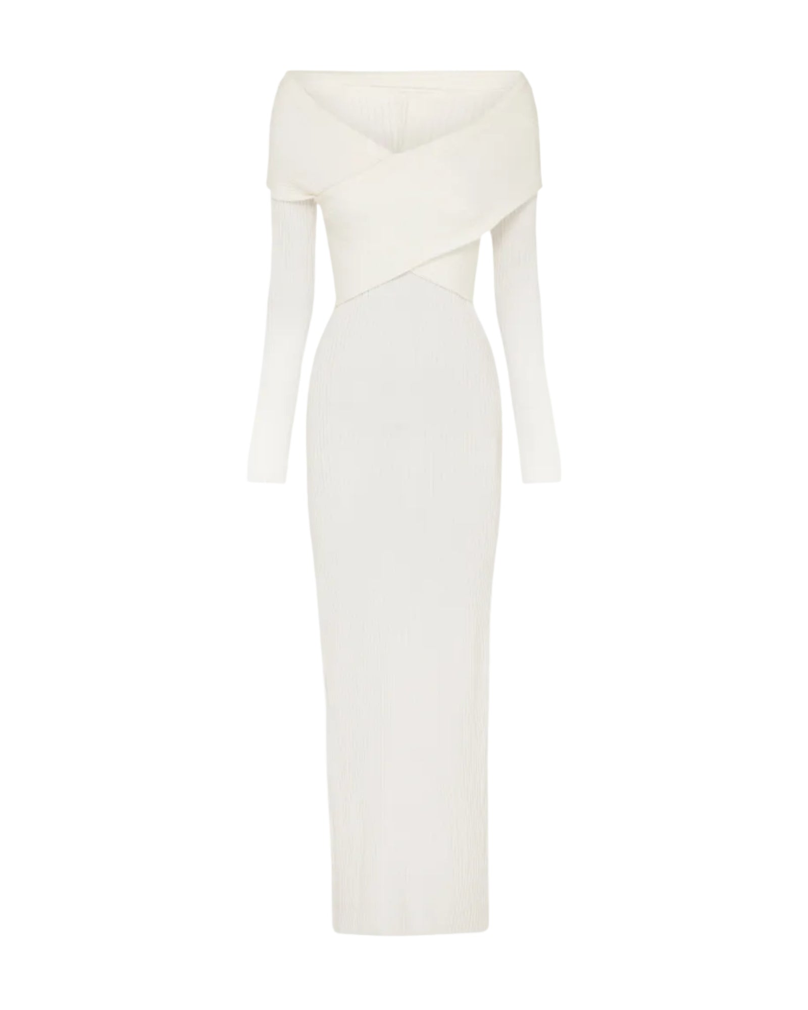 Boa Wrapped Rib Dress | Ivory