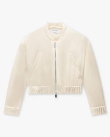 Another Tomorrow Satin Bomber in Cream – Satin Women's Outerwear