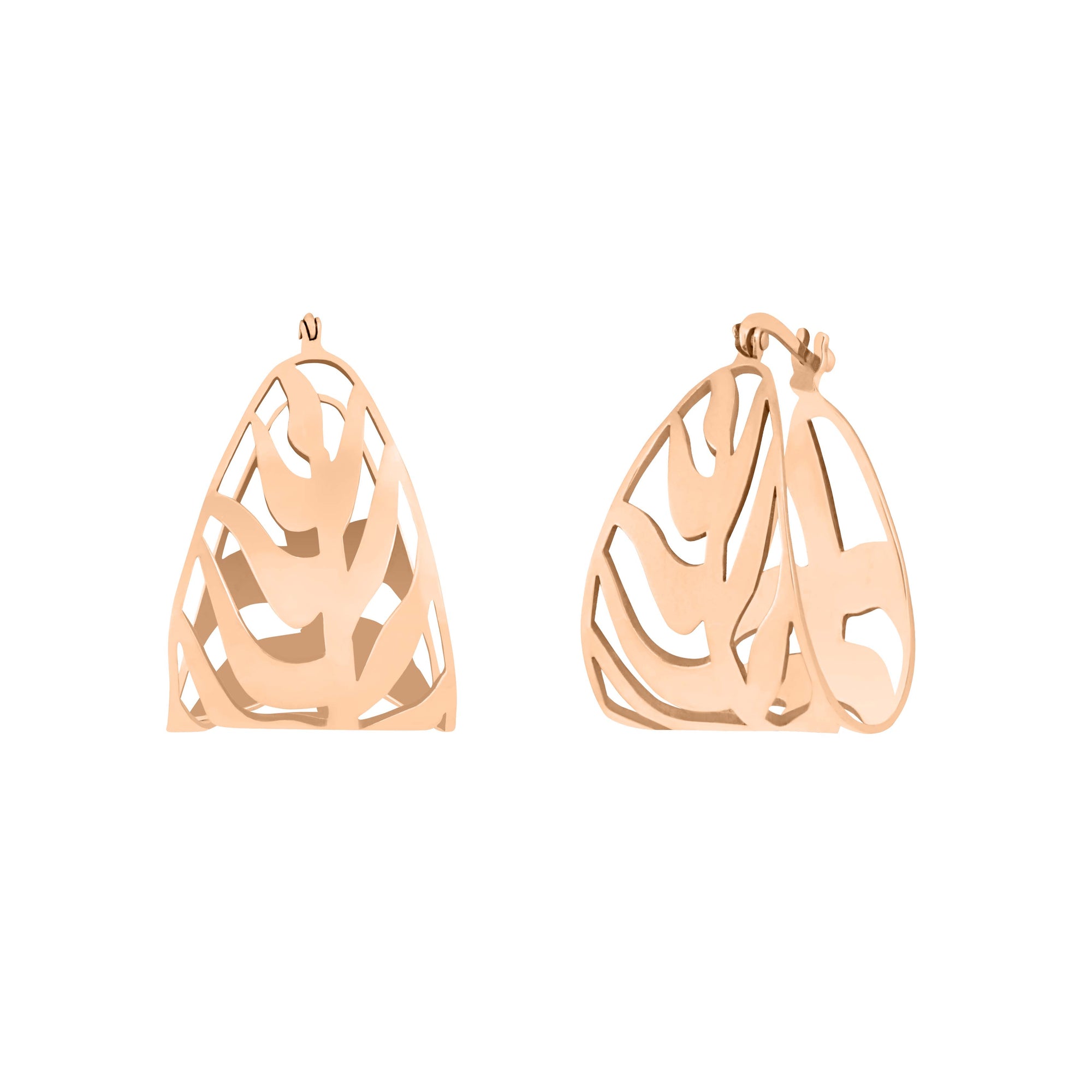 Large Palms Hoops | 18K Rose Gold