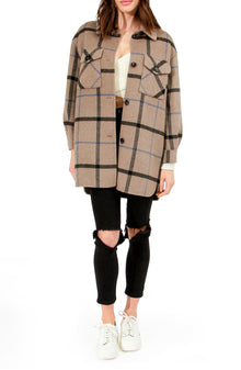 Back Together Belted Shacket | Women | Oat Plaid