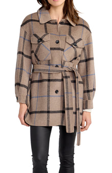 Back Together Belted Shacket | Women | Oat Plaid