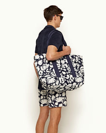 Bulldog Navy/White Sand Mid-Length Floral Swim Shorts | Navy/White Sand