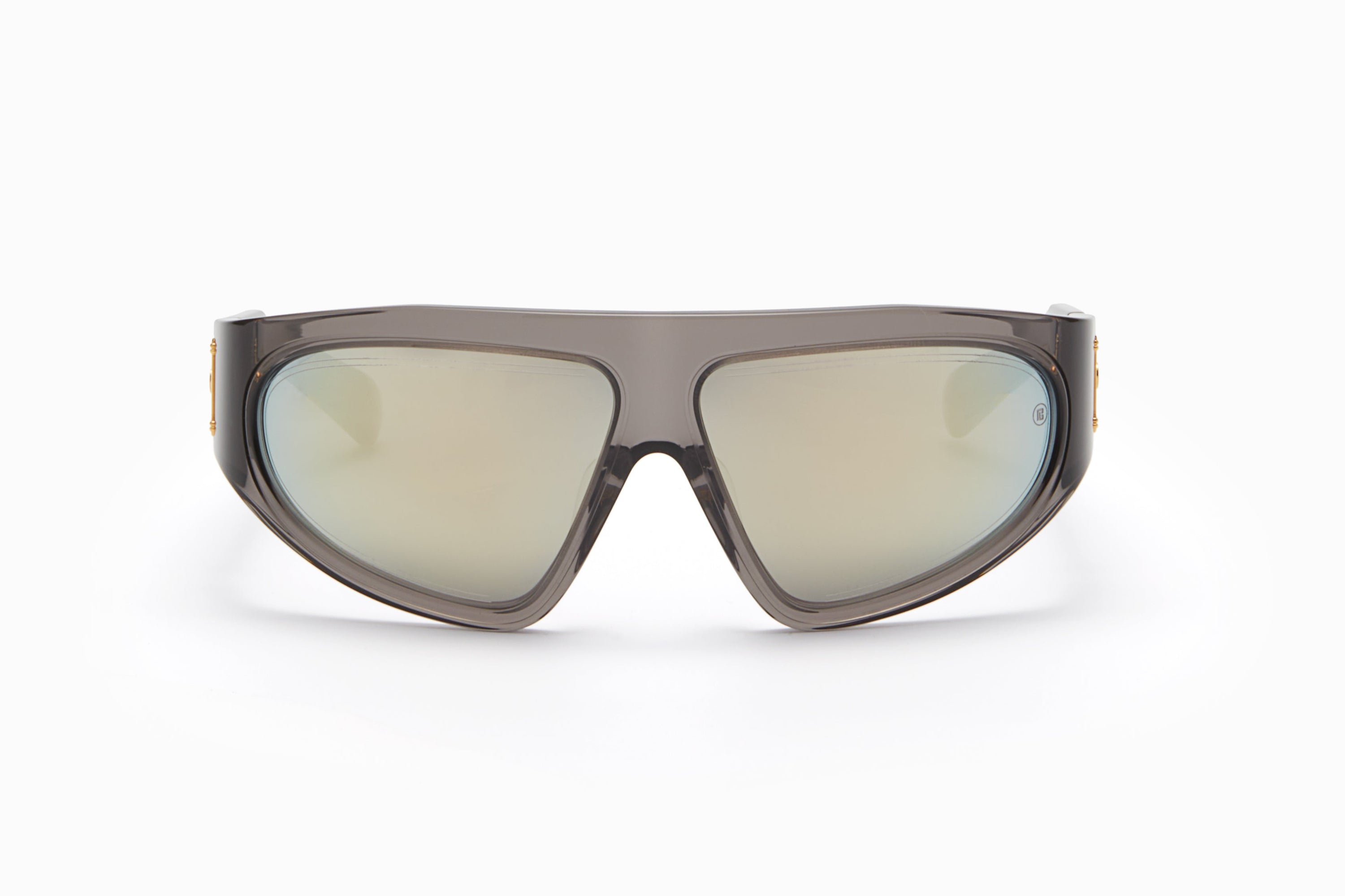 Unisex | B - Escape Sunglass | Crystal Grey - Gold | Dark Grey w/ White Gold Mirror