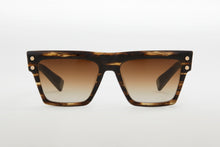 Unisex | B - V Sunglass | Dark Brown Swirl - White Gold | Dark Brown Gradient