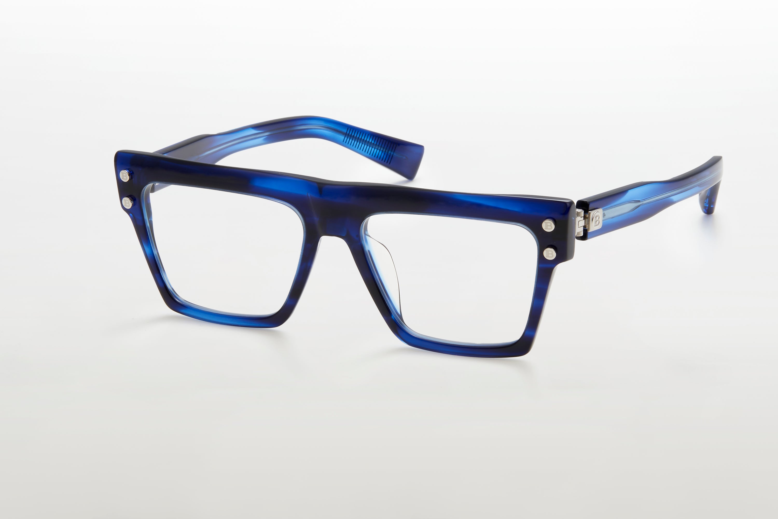 Unisex | B - V Optical | Blue Swirl - Silver | Clear