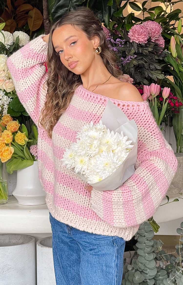 Bea Striped Sweater | Pink