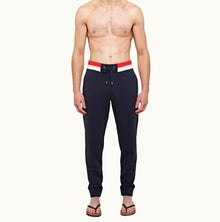 Beagi Classic Fit Stripe Waistband Cotton Sweatpants | Navy