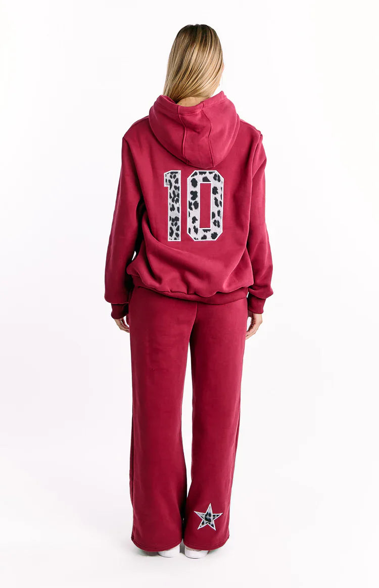 Beginning Leopard Star Hoodie | Burgundy