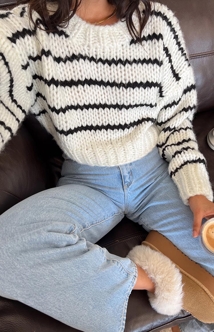 Belmont Striped Sweater | White