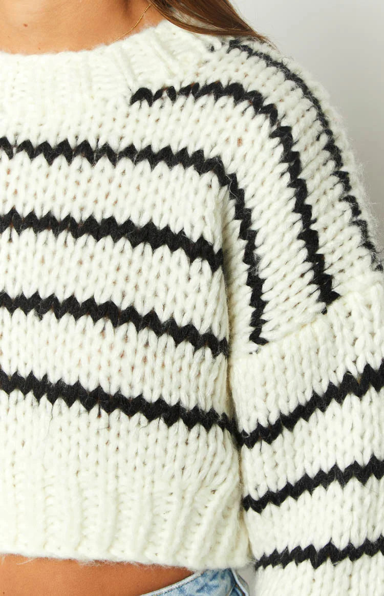 Belmont Striped Sweater | White