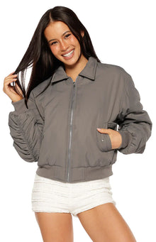 Benson Puff Bomber Jacket | Grey