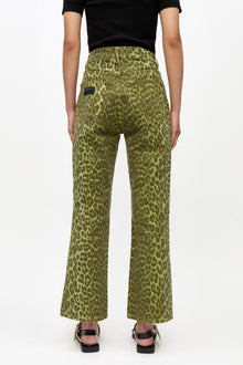 Betzy Jeans in Green Leopard Print | Celery