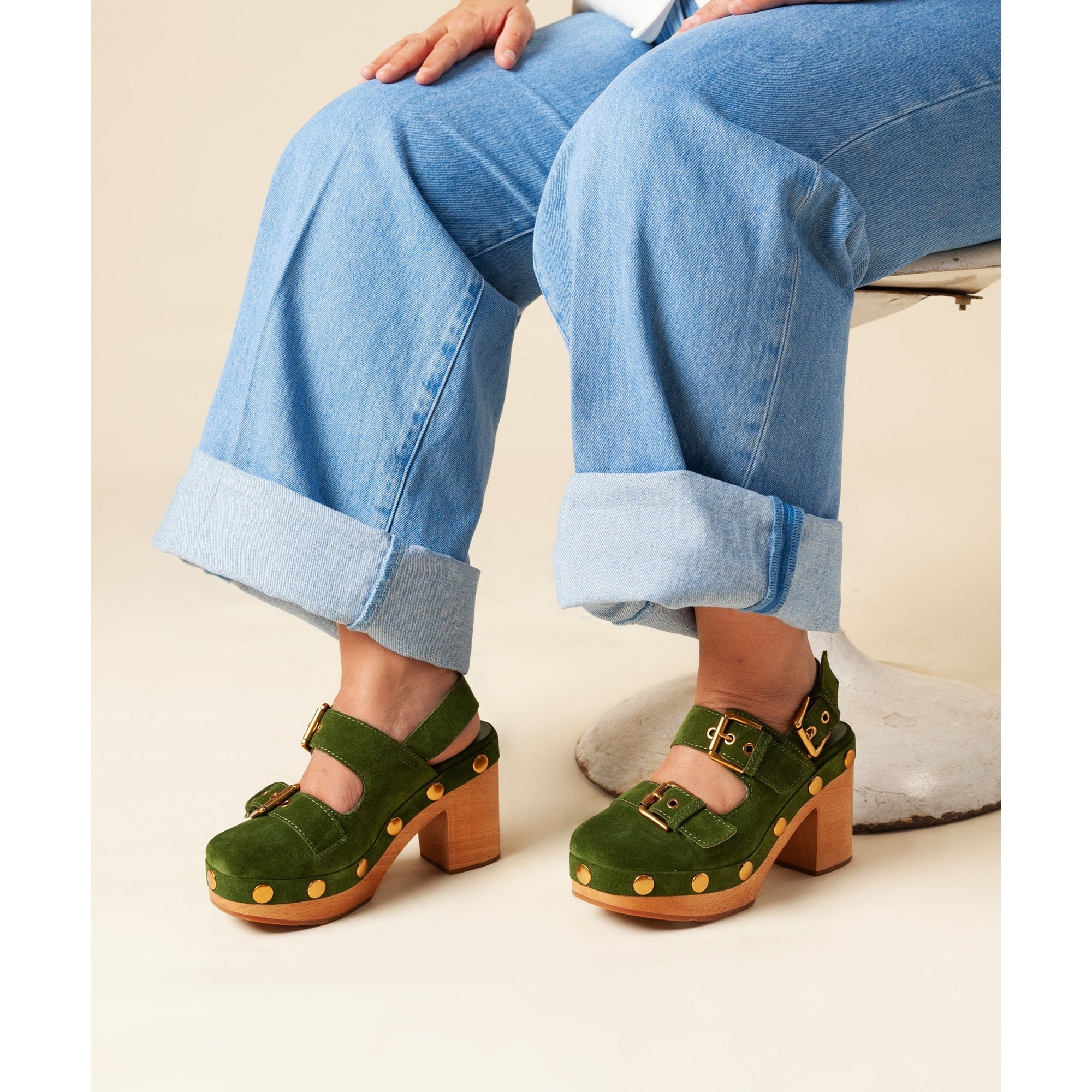 Birdie Suede Platform Clog | Moss