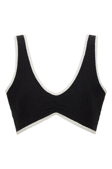 Kim Variation Bikini Top | Black Cream Binded Terry Rib