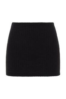Cream Binded Micro Skirt | Black Terry Rib