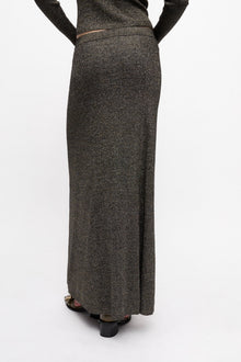 Black and Gold Sparkle Rib Maxi Skirt | Multicolour