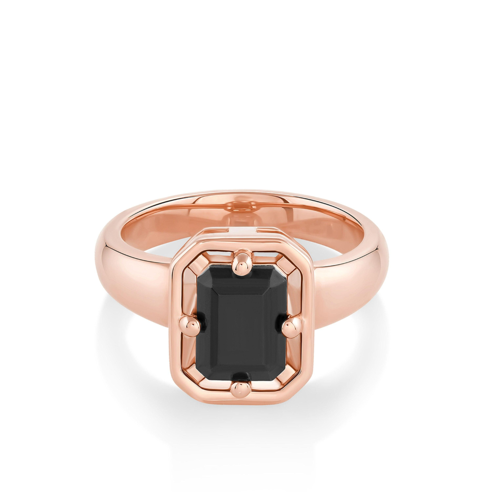 Women | Black Onyx Georgia Ring | 14k Rose Gold