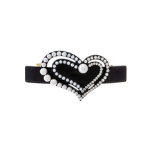 Black Pearl & Rhinestone Cutout Heart Barrette - Adina's Jewels