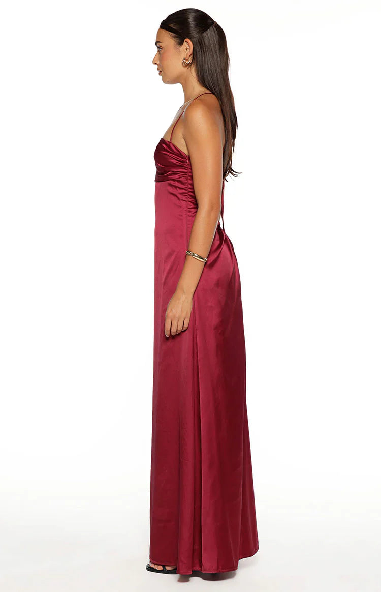 Blaise Satin Maxi Dress | Burgundy