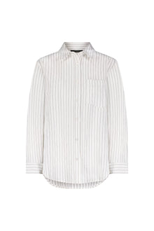 Striped Button-Up Shirt | White Black Stripe