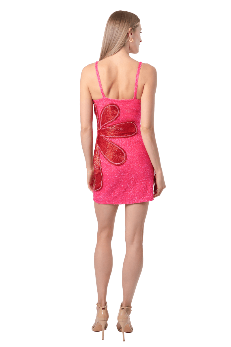 Bloom Hand - Beaded Embellished Mini Dress - Self - Adore