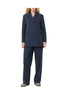 Blue Drapey Melange Blazer | Sky Captain
