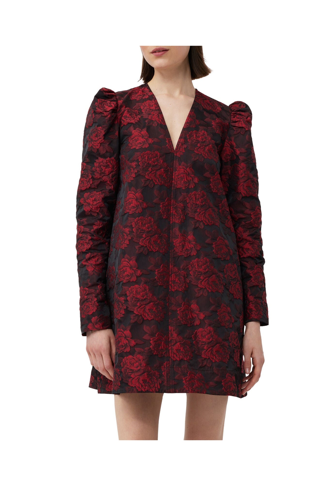 Botanical Jacquard Mini Dress | High Risk Red