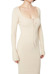 Womens | Bow Knit Backless Maxi Dress | Cream