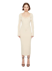 Womens | Bow Knit Backless Maxi Dress | Cream