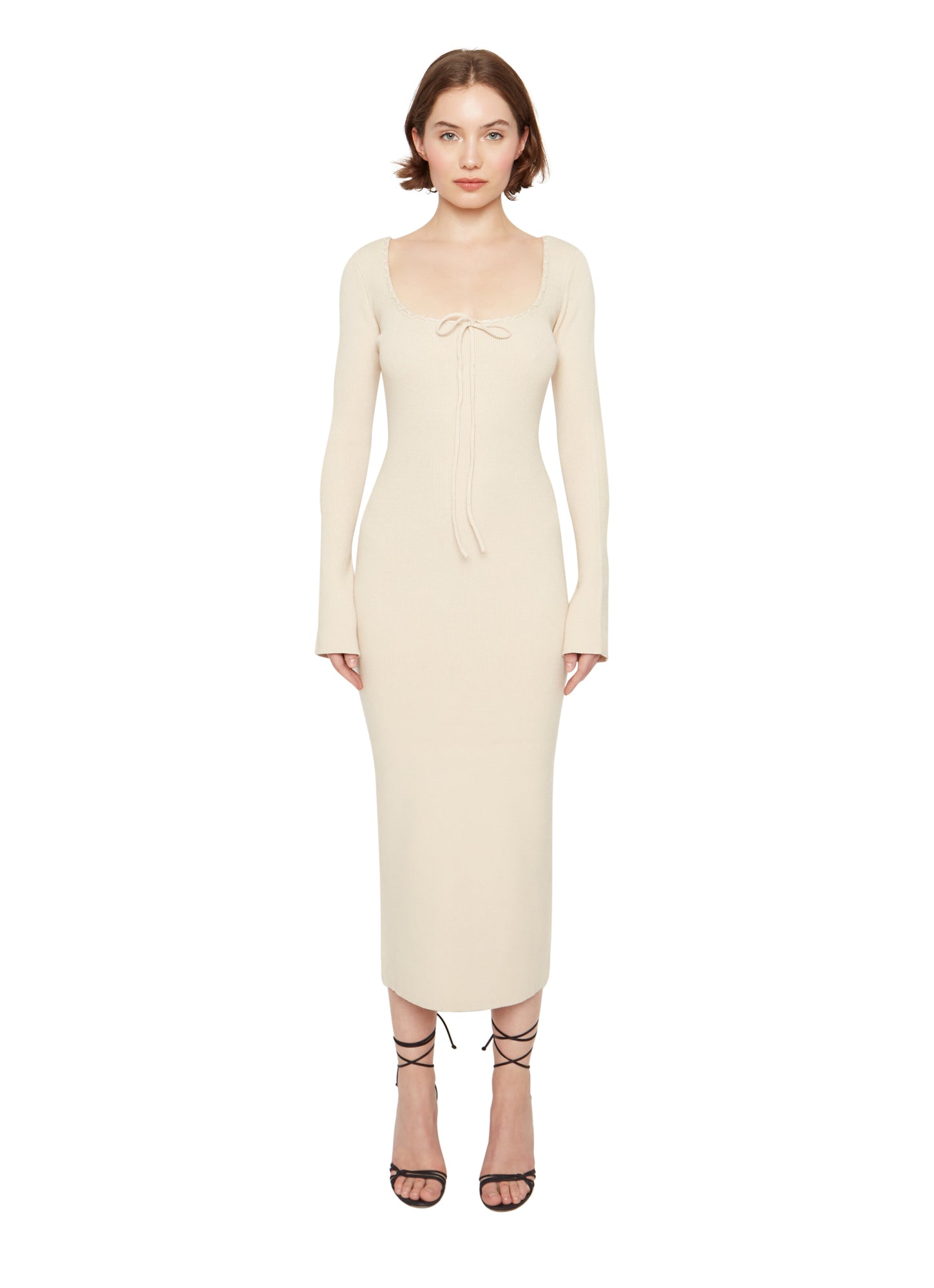 Womens | Bow Knit Backless Maxi Dress | Cream