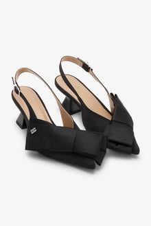 Bow Kitten Heel Pumps | Black