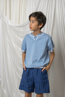 Boy | Baxter Blue Cotton Knit Polo Shirt
