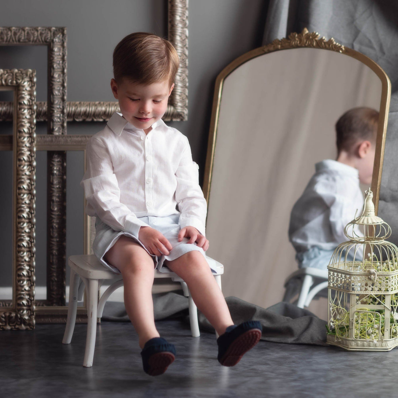 Boy | Charlotte Baby Blue Button Down Shirt | White