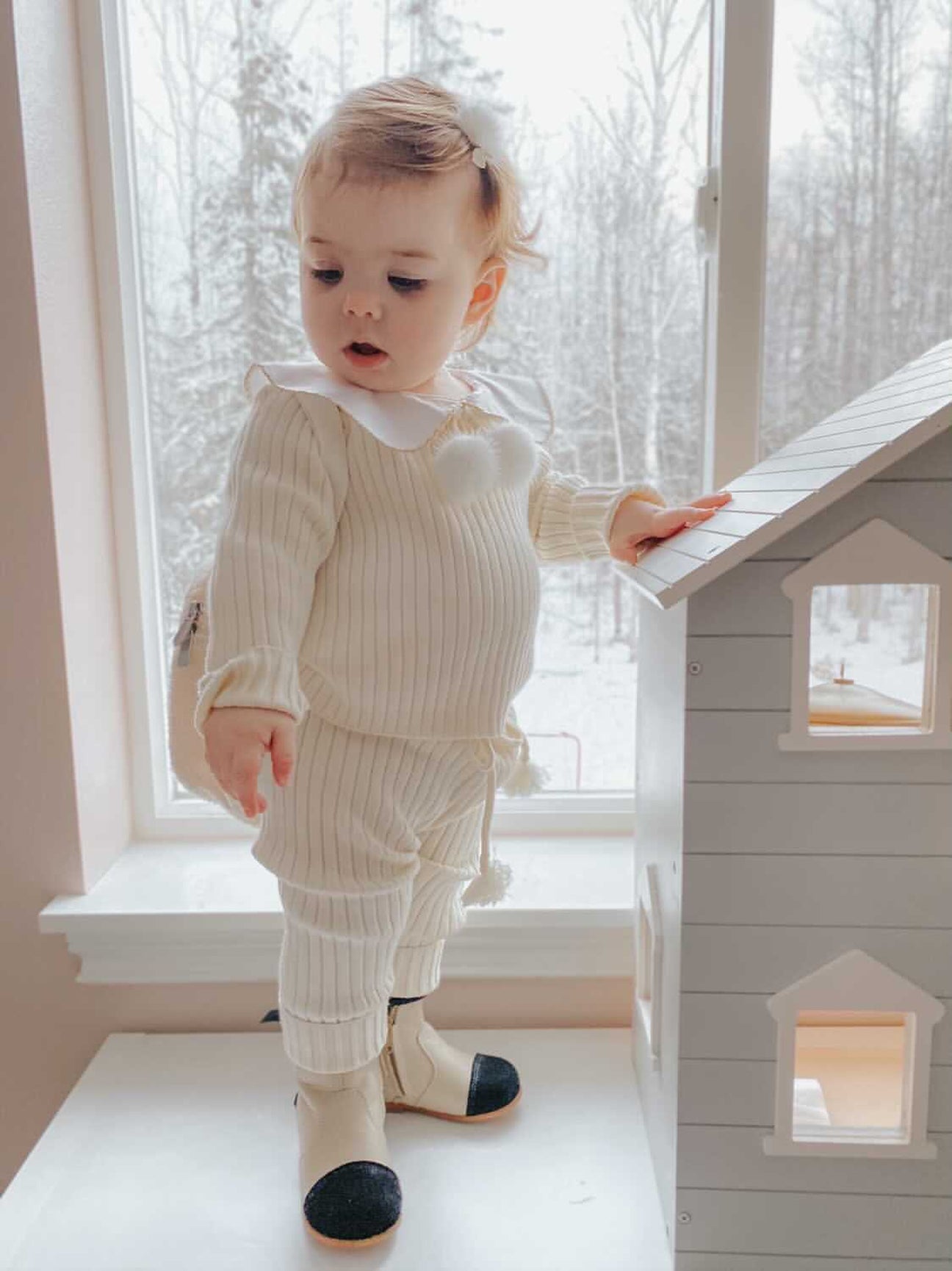 Boy | Ruby Ribbed Angora Cream Two Piece Set | Beige