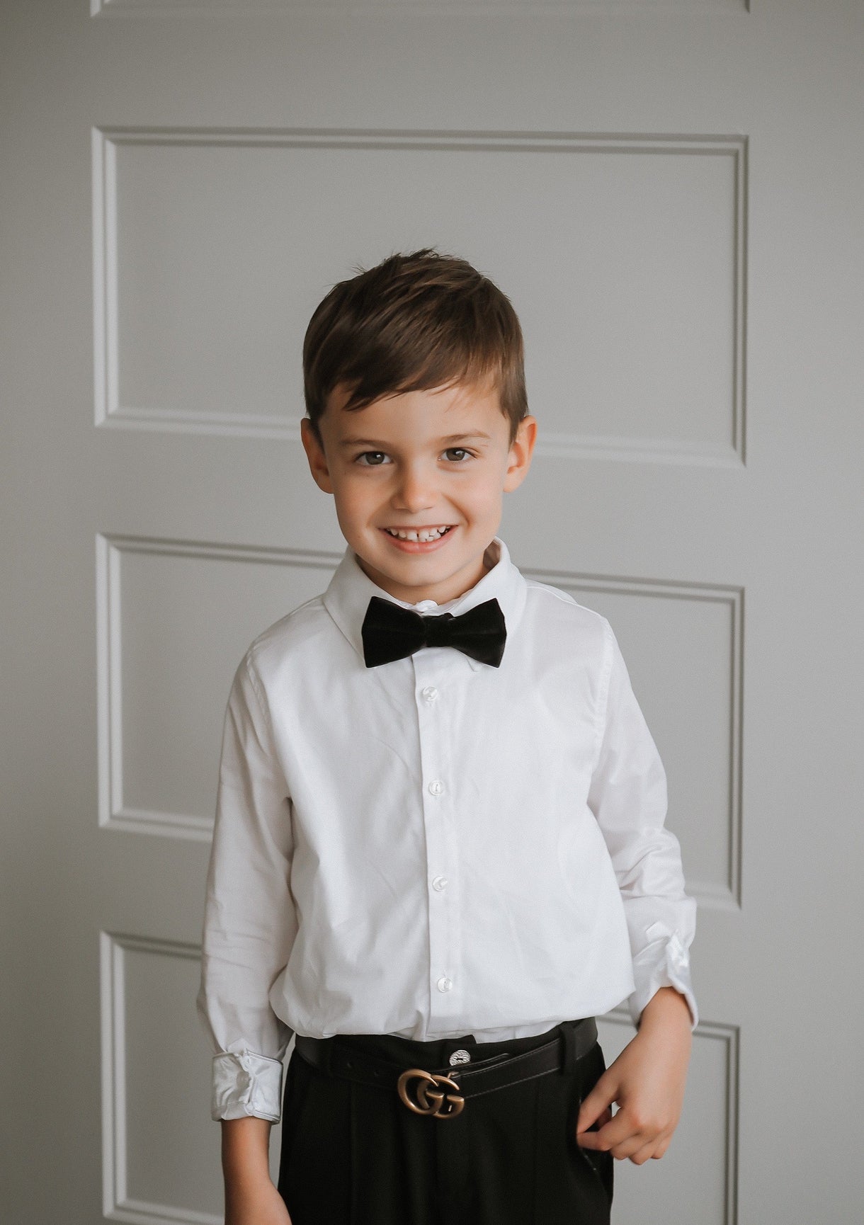 Boy | Tuxedo Shirt and Pants Set | White x Black