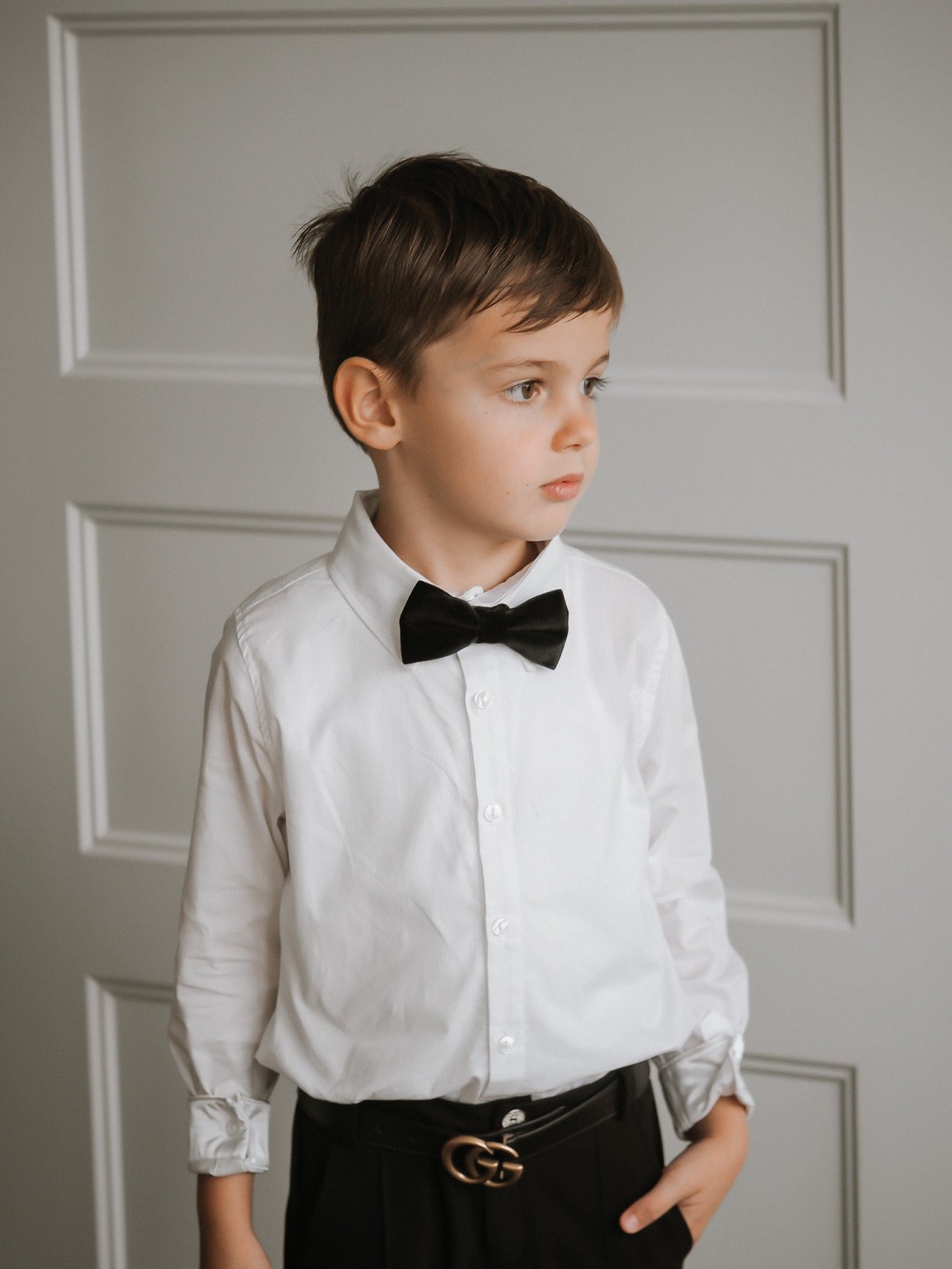 Boy | Tuxedo Shirt and Pants Set | White x Black