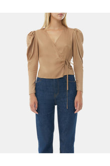 Brown Twill Wrap Blouse | Tiger's Eye