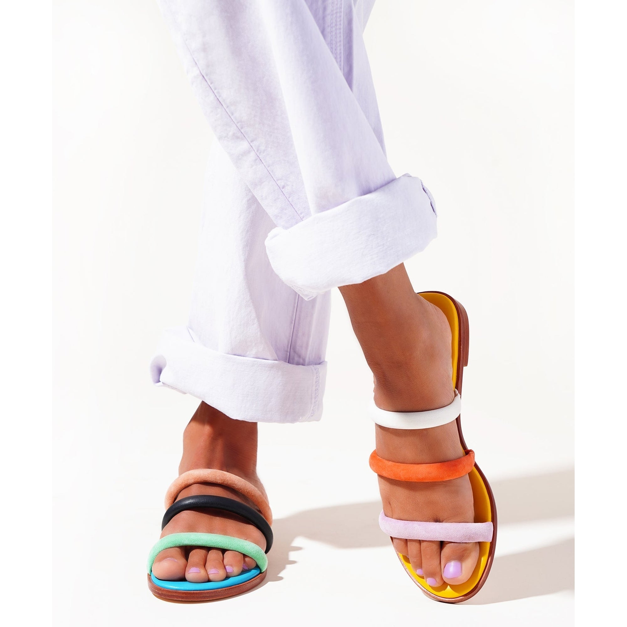 Bruna Strappy Flat Sandal | Confetti