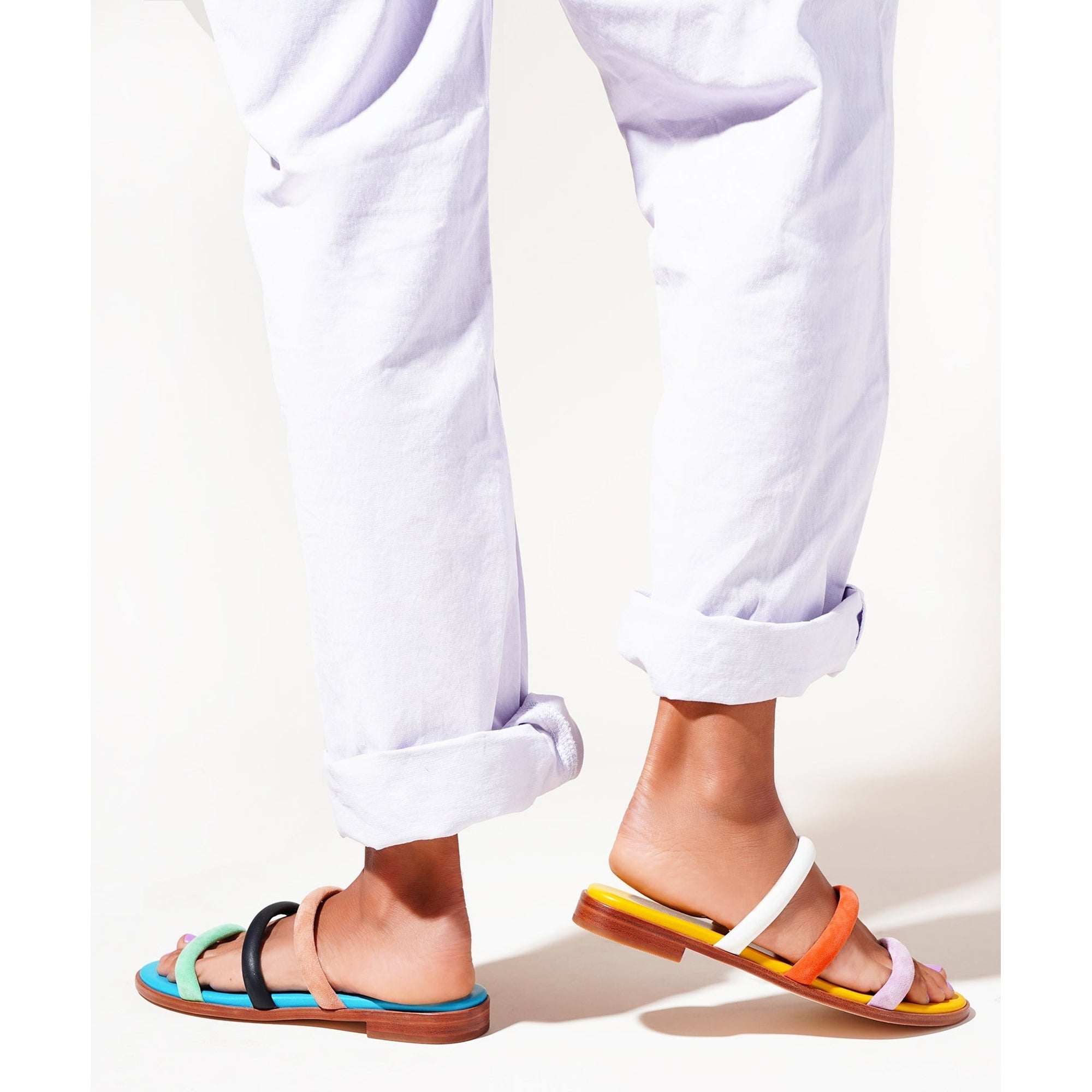 Bruna Strappy Flat Sandal | Confetti