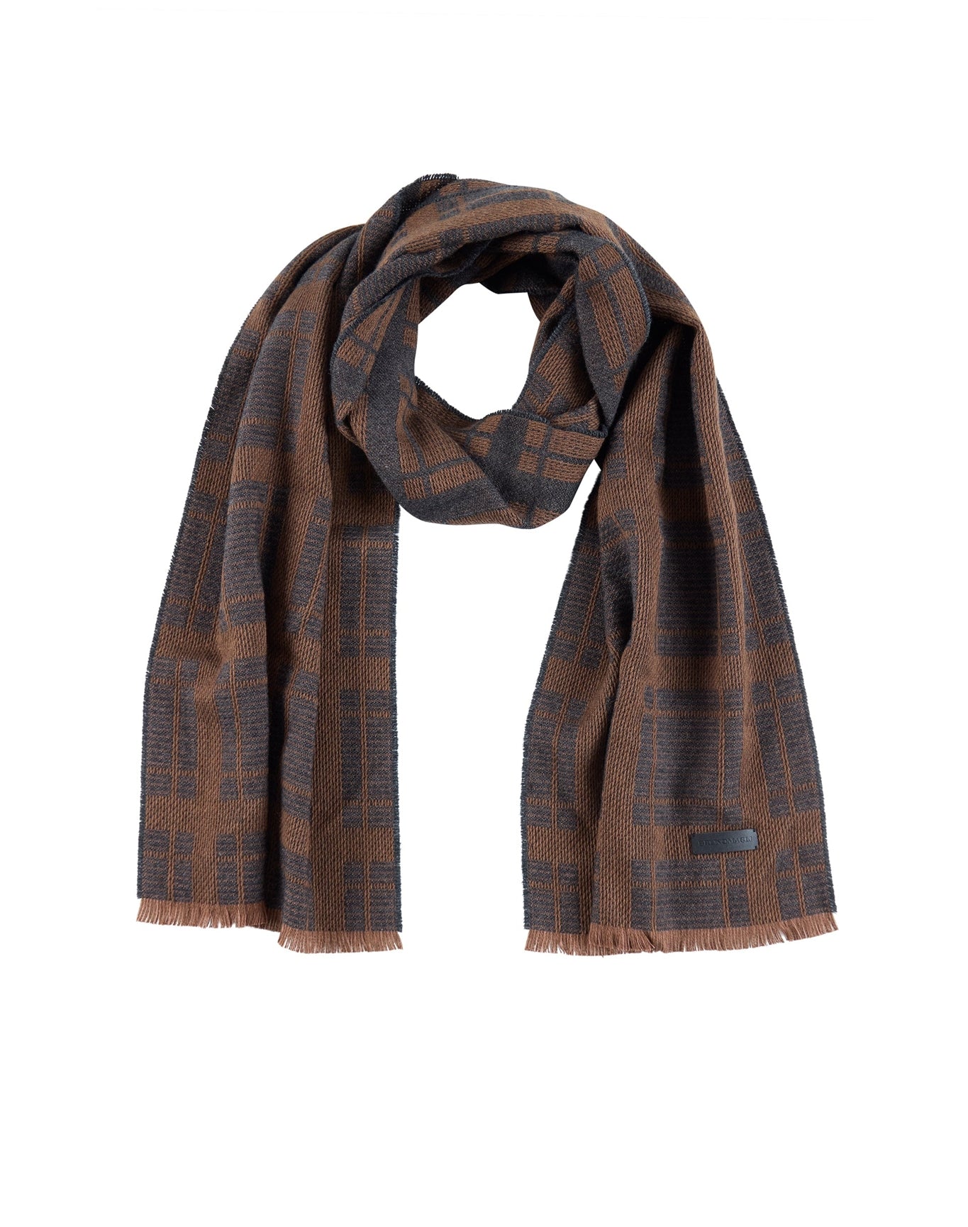 Bruno Magli | Men | Silk/Cashmere Mixed Weave Track Plaid | Charcoal