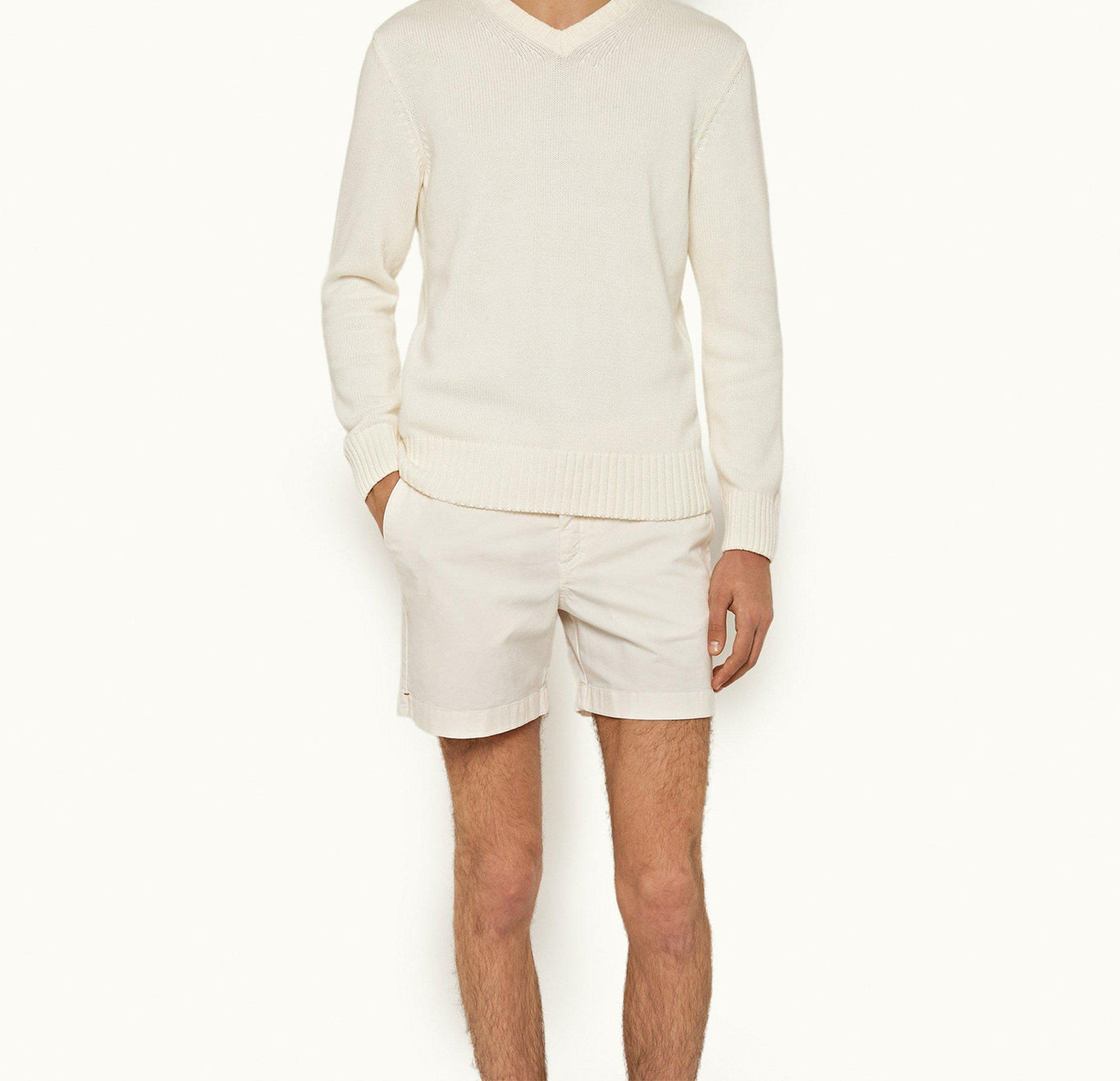 Bulldog Cotton Twill Mid-Length Cotton Twill Shorts | White Sand