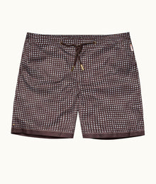 Bulldog Drawcord Print Mid-Length Drawcord Swim Shorts | Truffle/Light Sky Pool