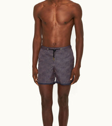 Bulldog Drawcord Tiescape Print Mid-Length Drawcord Swim Shorts | Azul Blue/Firestone