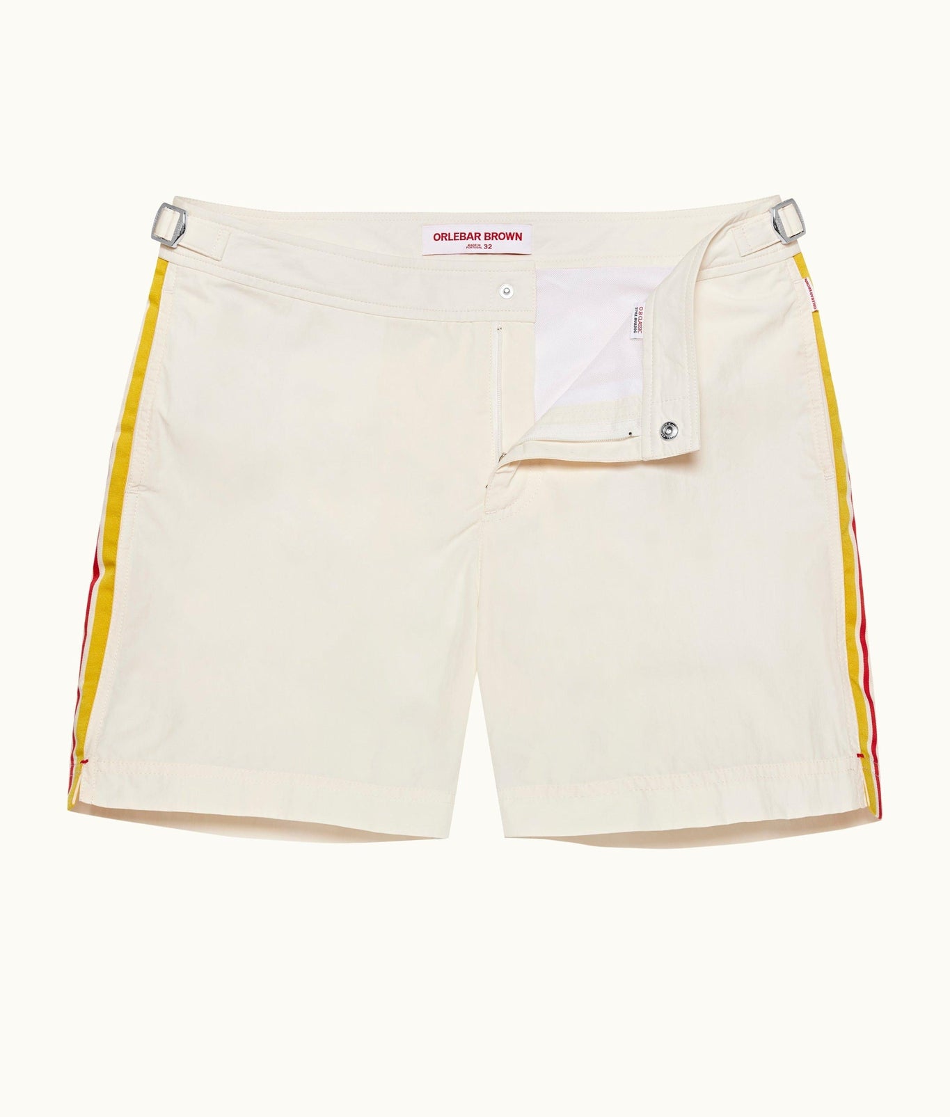 Bulldog Palm Stripe Tape Mid-Length Swim Shorts | White Sand