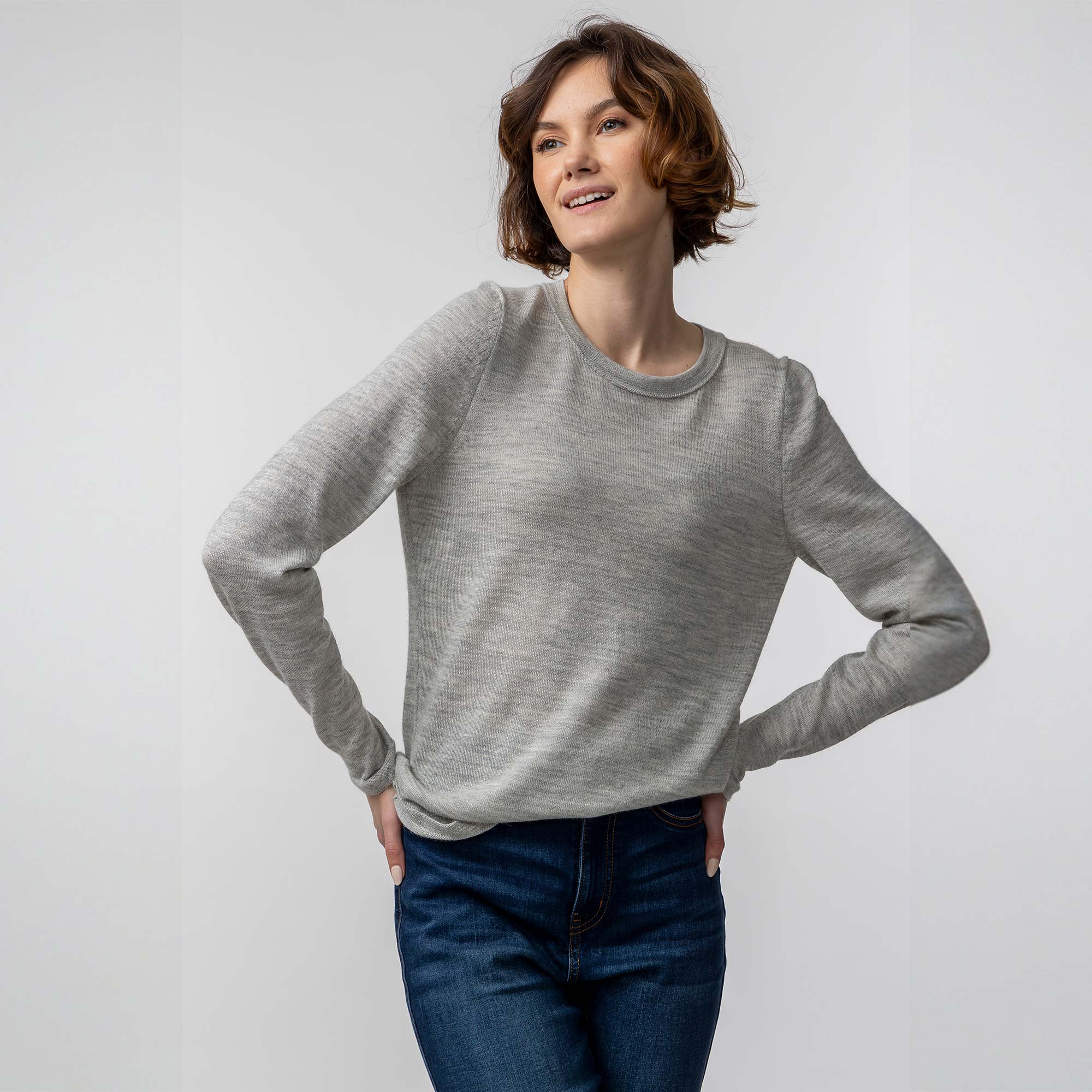 Crew Neck Sweater for Women | Pearl Grey