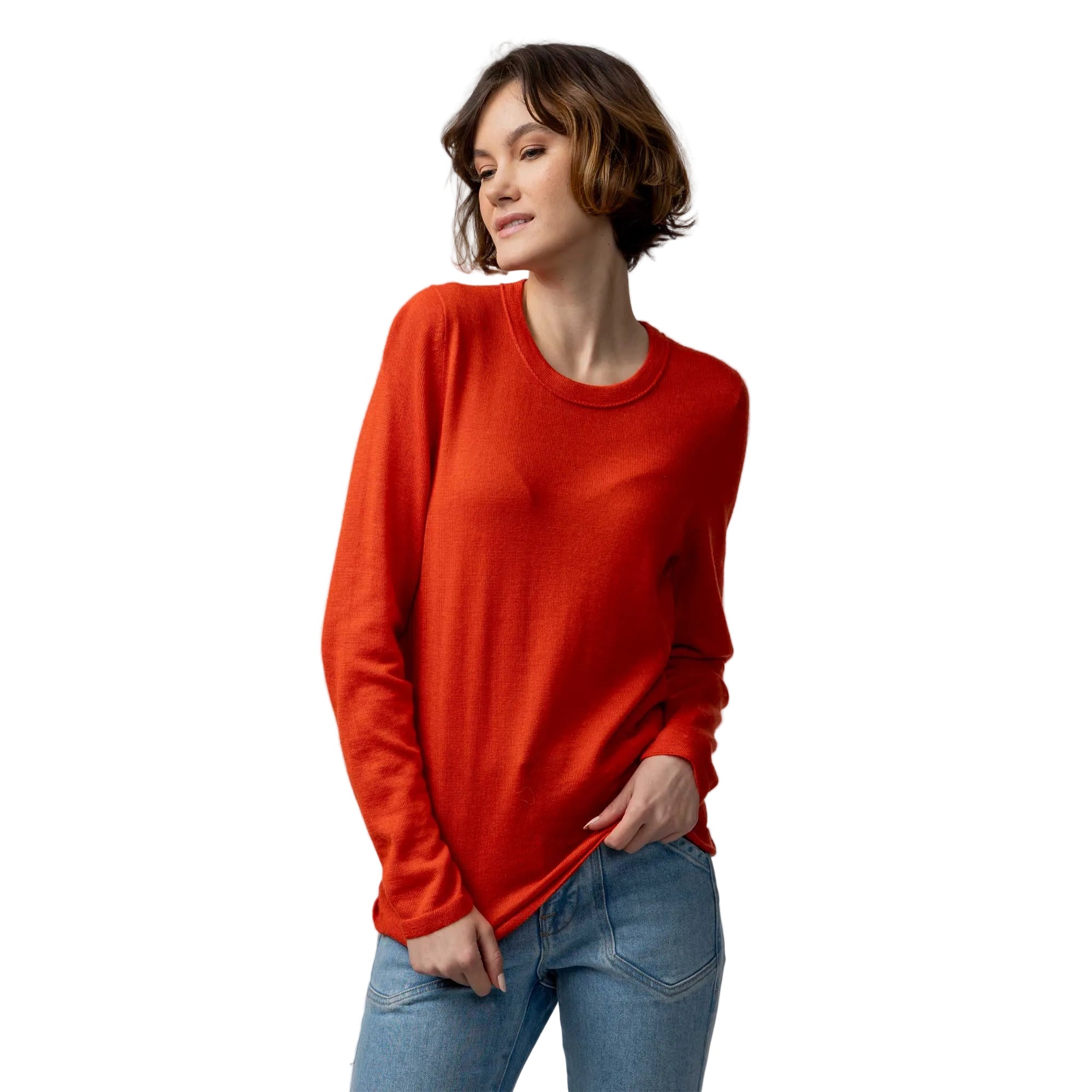 Women | Crew Neck Sweater for Women | Tangerine